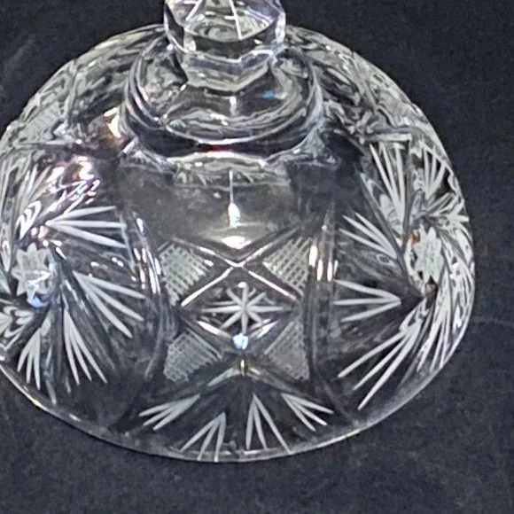 Eleanor American Cut Round Glass Cover Butter/Cheese Dish Pinwheel Fan Stars - Picture 11 of 11